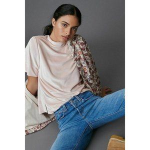 Anthropologie Krisha Velvet Mock Neck Top